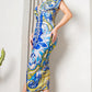 Deep V-neck Pleats Midi Dress