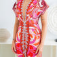 Deep V-neck Pleats Midi Dress