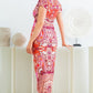 Deep V-neck Pleats Midi Dress